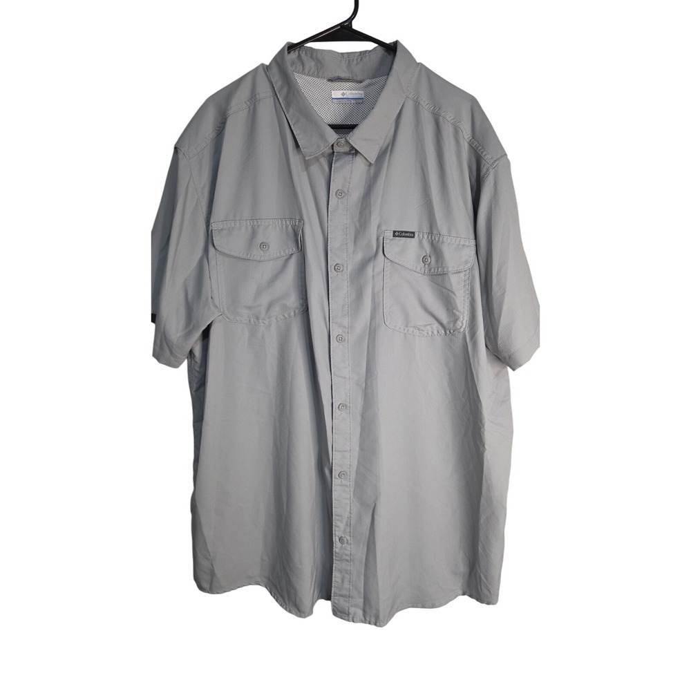 Columbia‎ Omni-Wick Fishing Granola Gorpcore Mens XXL Grey Short Sleeve  Shirt